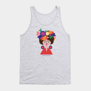 Frida kahlo portrait feminist mexican painter artist viva la vida colorful flower Tank Top